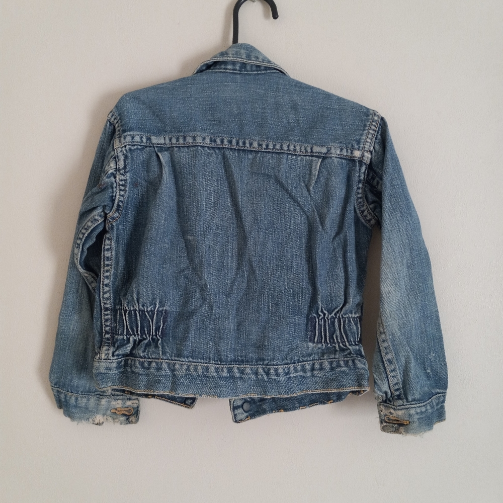 Vintage 70s Denim Rare Wrangler Blue Bell 6 Boys Jeans Trucker Jacket Kids - Picture 4 of 7